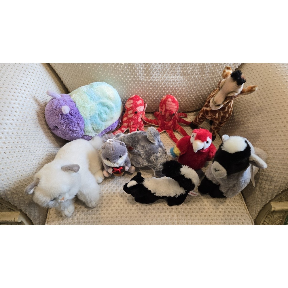 Aurora Miyoni Tots Plush Lot 10 Animals Wildlife Zoo Ocean Giraffe Skunk